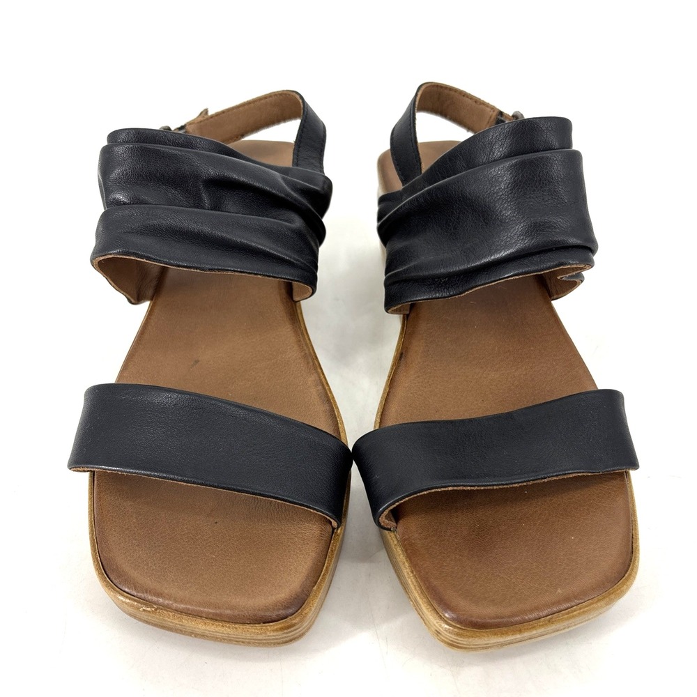 Bueno Maya Sandals Black Leather Straps‎ Wedge Platform Size 40 - Picture 2 of 12